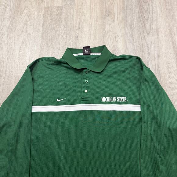 Vintage Nike Michigan State Spartans Rugby Polo Shirt Men's XL Green MSU NCAA - Picture 2 of 10